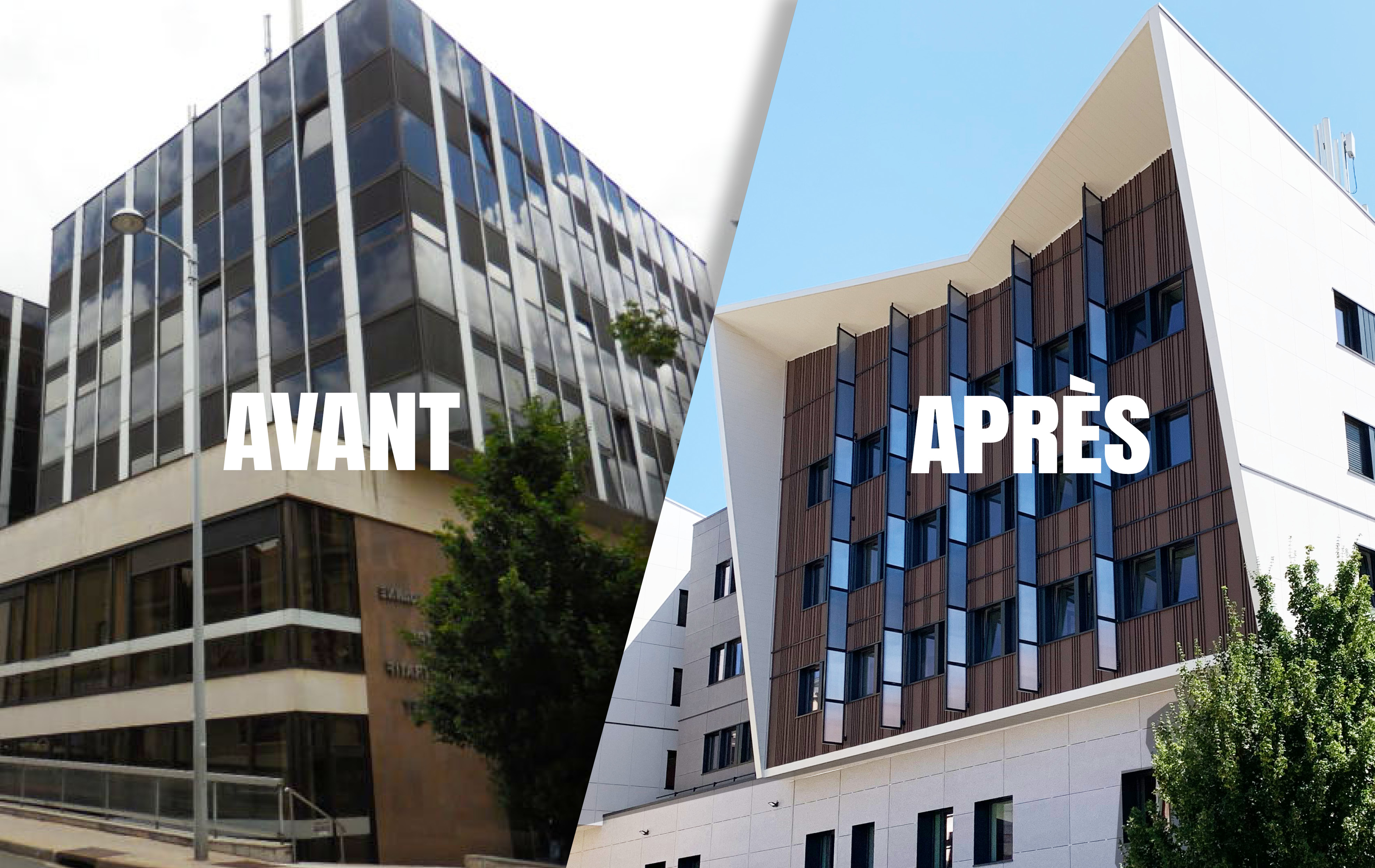 Rénovation du Centre Administratif Paul Pillet de Roanne, bardage réalisé par Etancoba