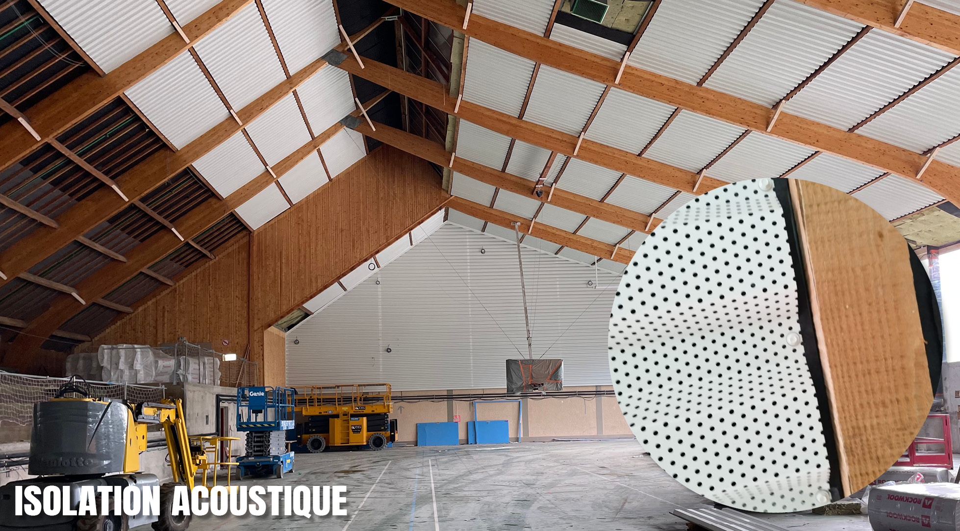 Isolation acoustique du gymnase de Commelle-Vernay, exécuté par Etancoba